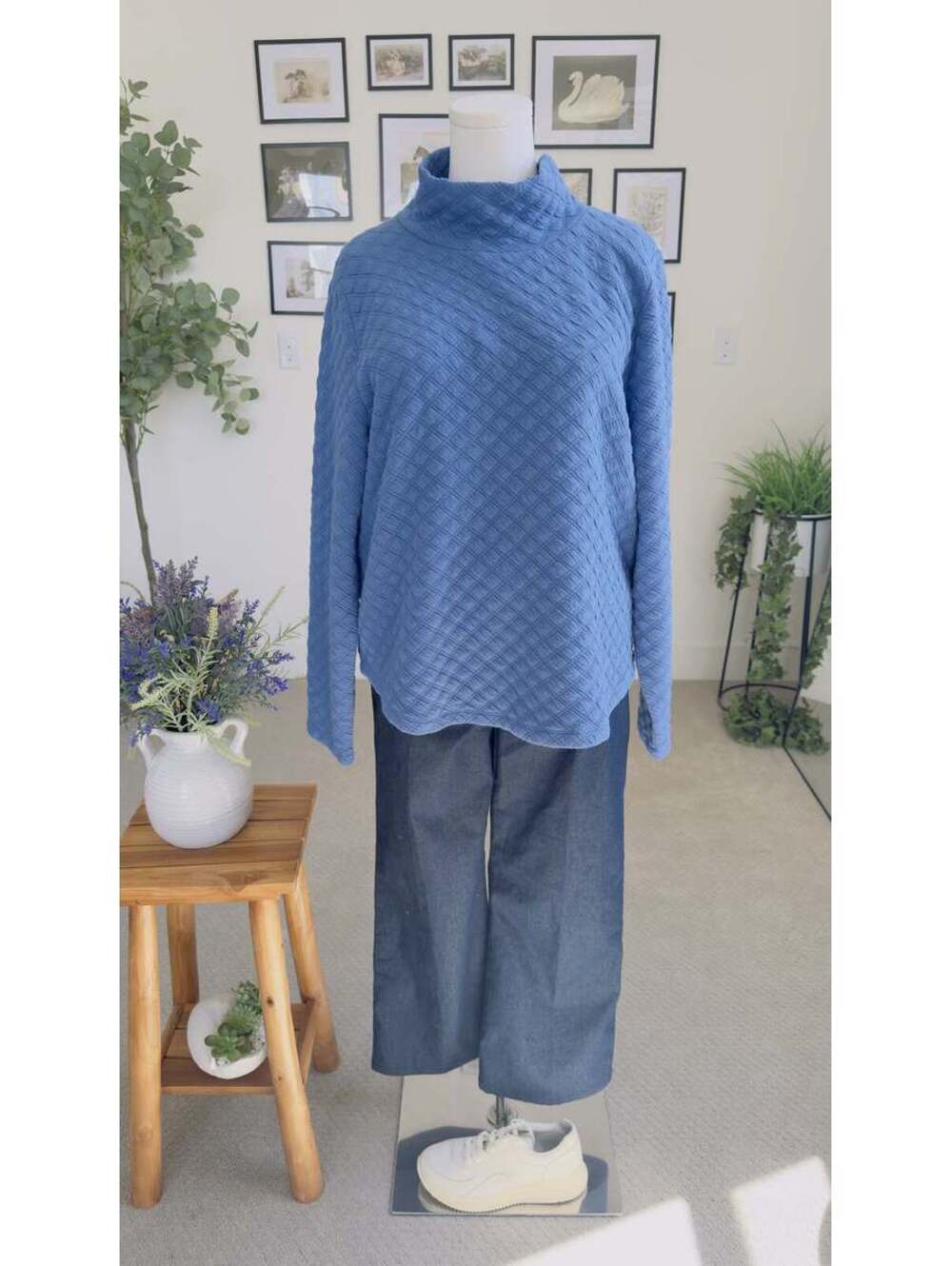 J.Crew Quilted Mockneck Pullover Sweatshirt - Size L